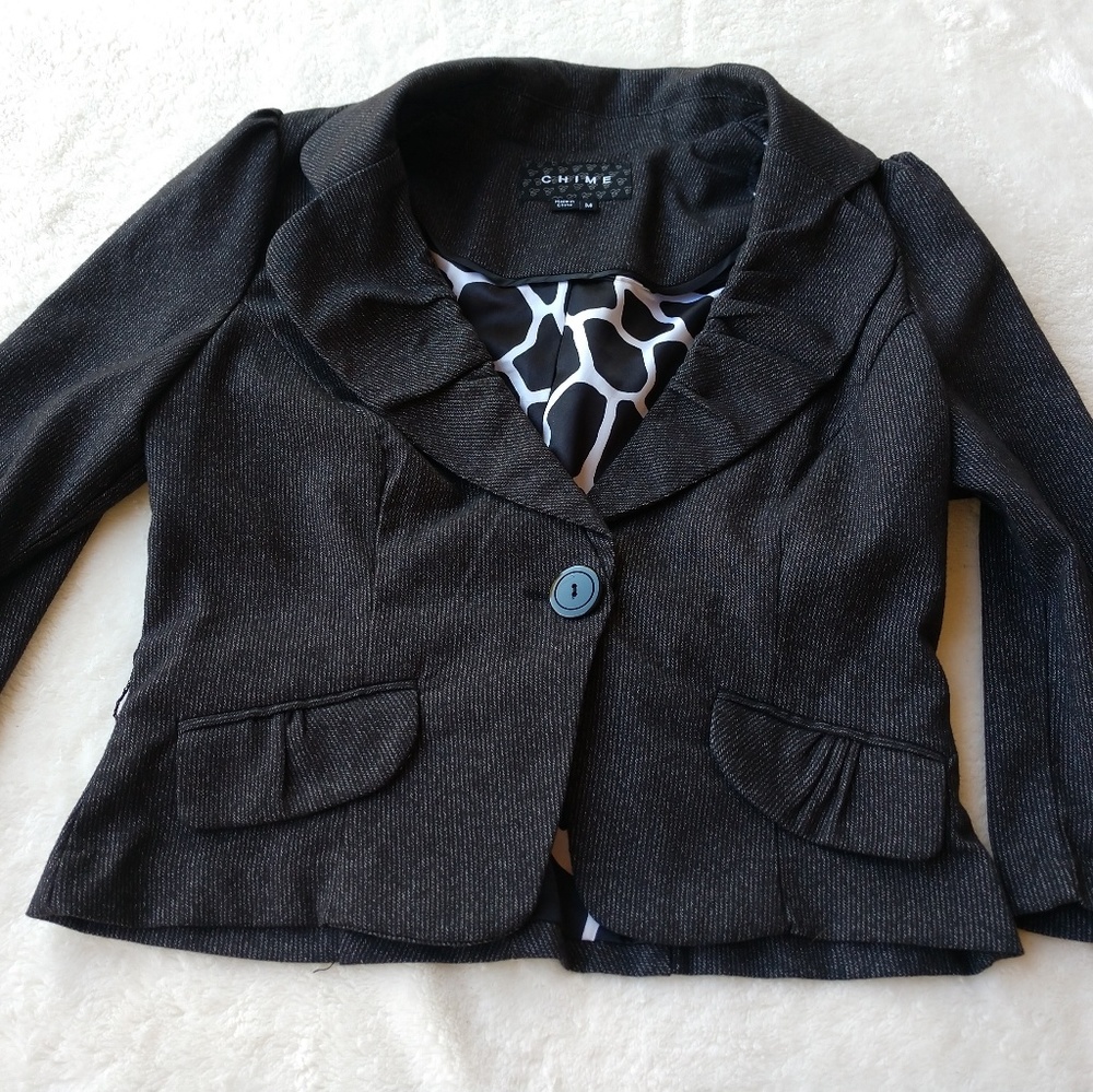 Chime Charcoal Gray Jacket partial lining Sz Med